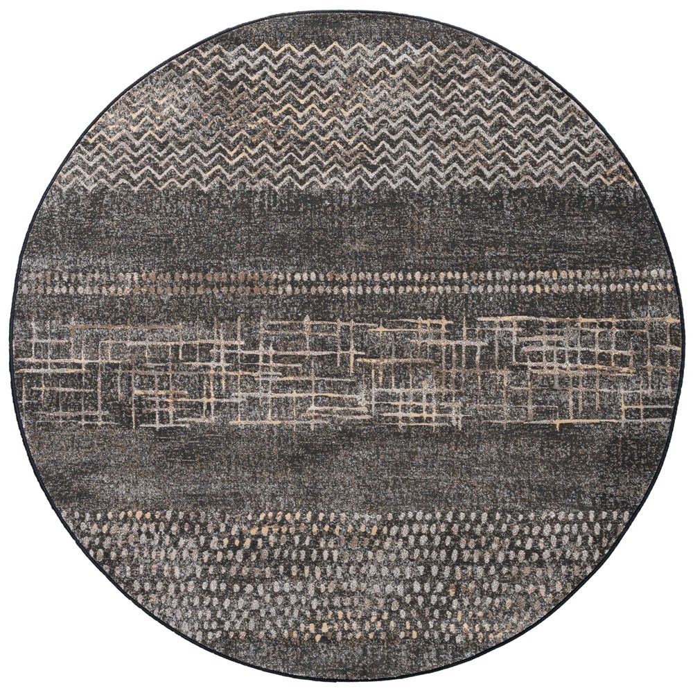 Galleria Modern Abstract Textured Circle Rug 63857 3293 in Charcoal Grey